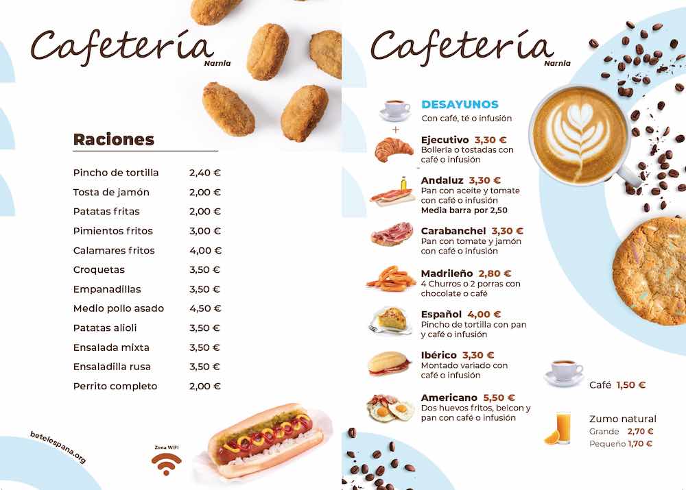 Menu Cafetería Narnia